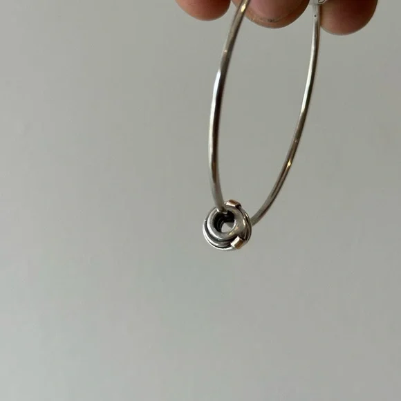 Pandora Two Tone 14K Gold Silver Twisted Rope Charm - Picture 13 of 15